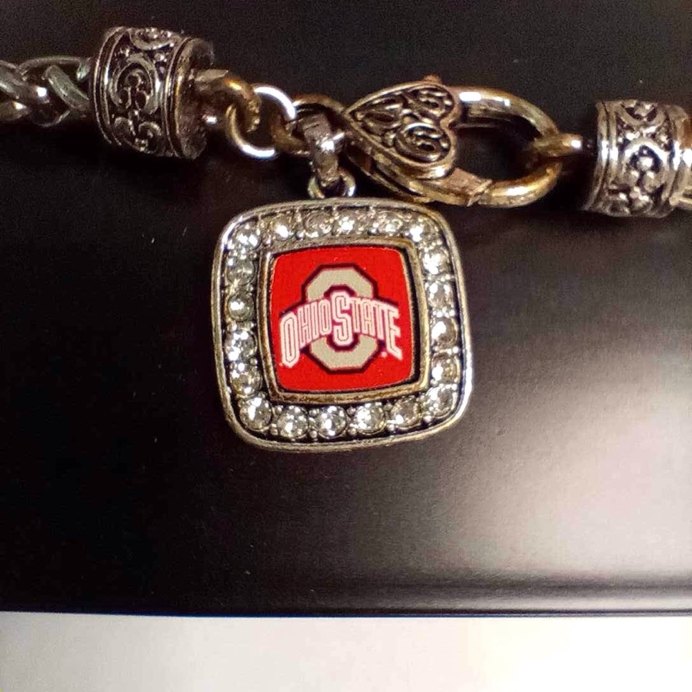 OHIO STATE BUCKEYES Womens Bracelet Rhinestone Embellishments Classic Braided - Picture 3 of 4